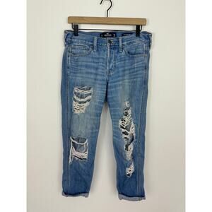 Hollister Low Rise Boyfriend Distressed Ripped Jeans Size 7R